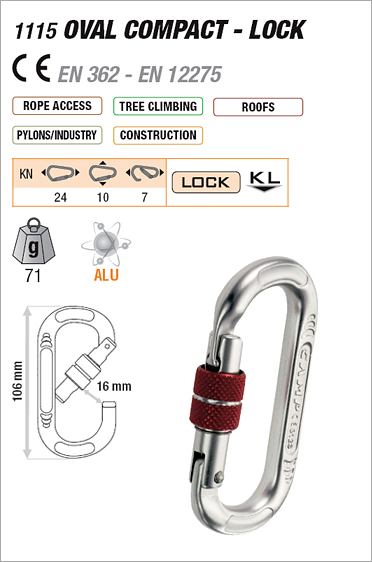 CAMP 1115 - Oval Compact Lock Carabiner | Max Safety & Engineering ...